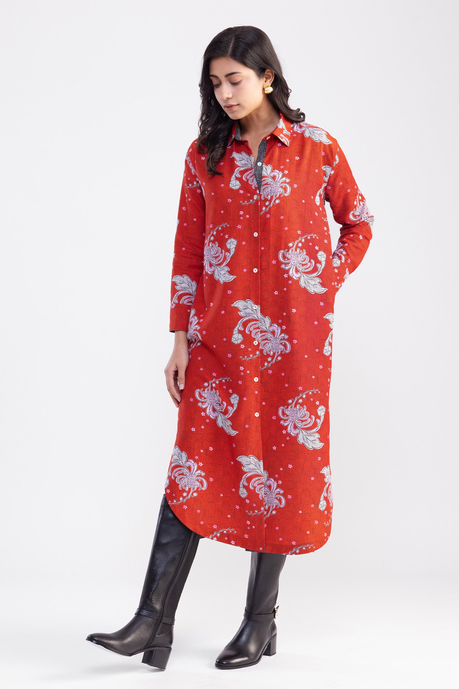 Crysanthmum Joy Shirt Dress