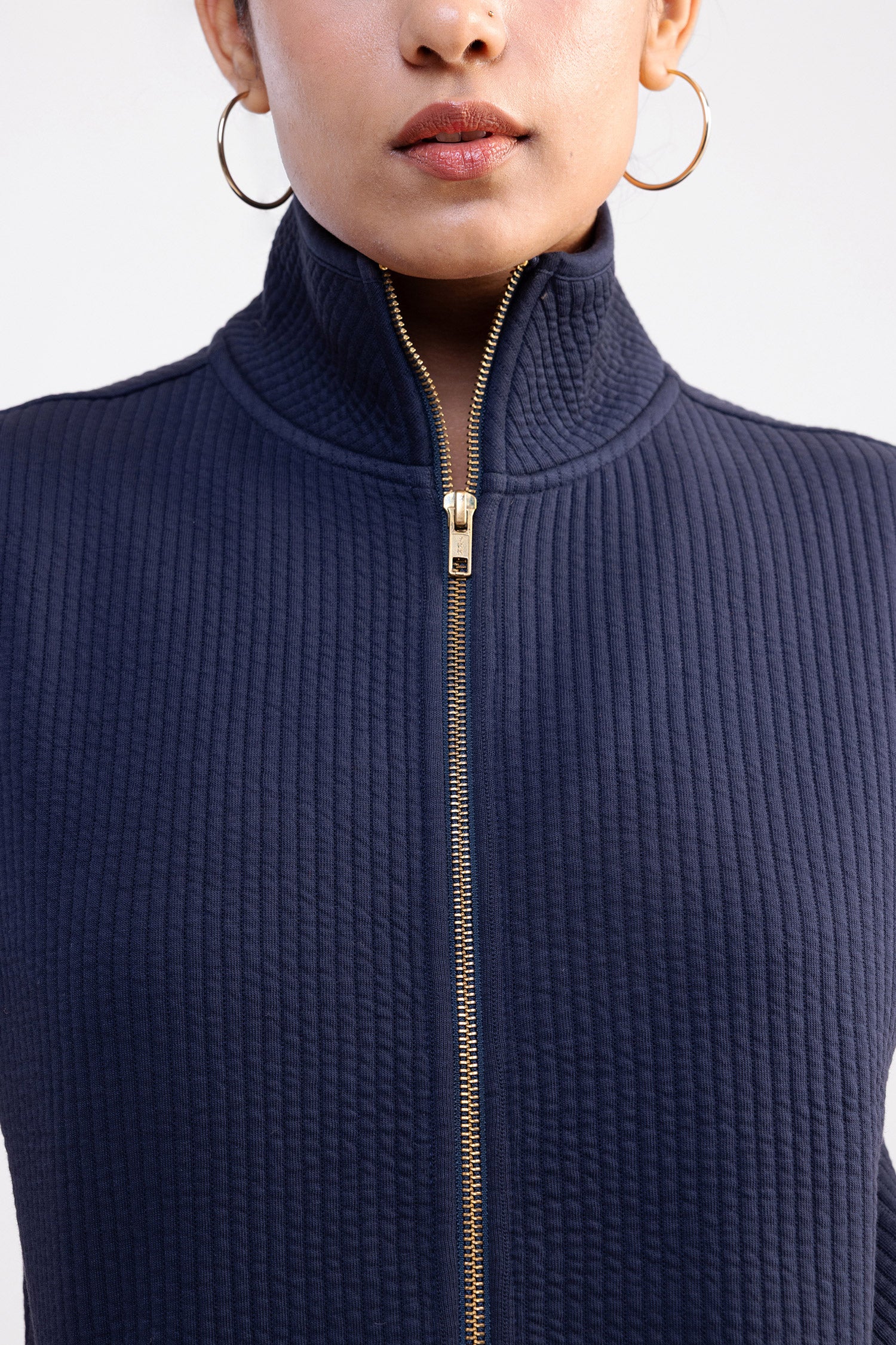 Sleevless Quilted Jacket Navy