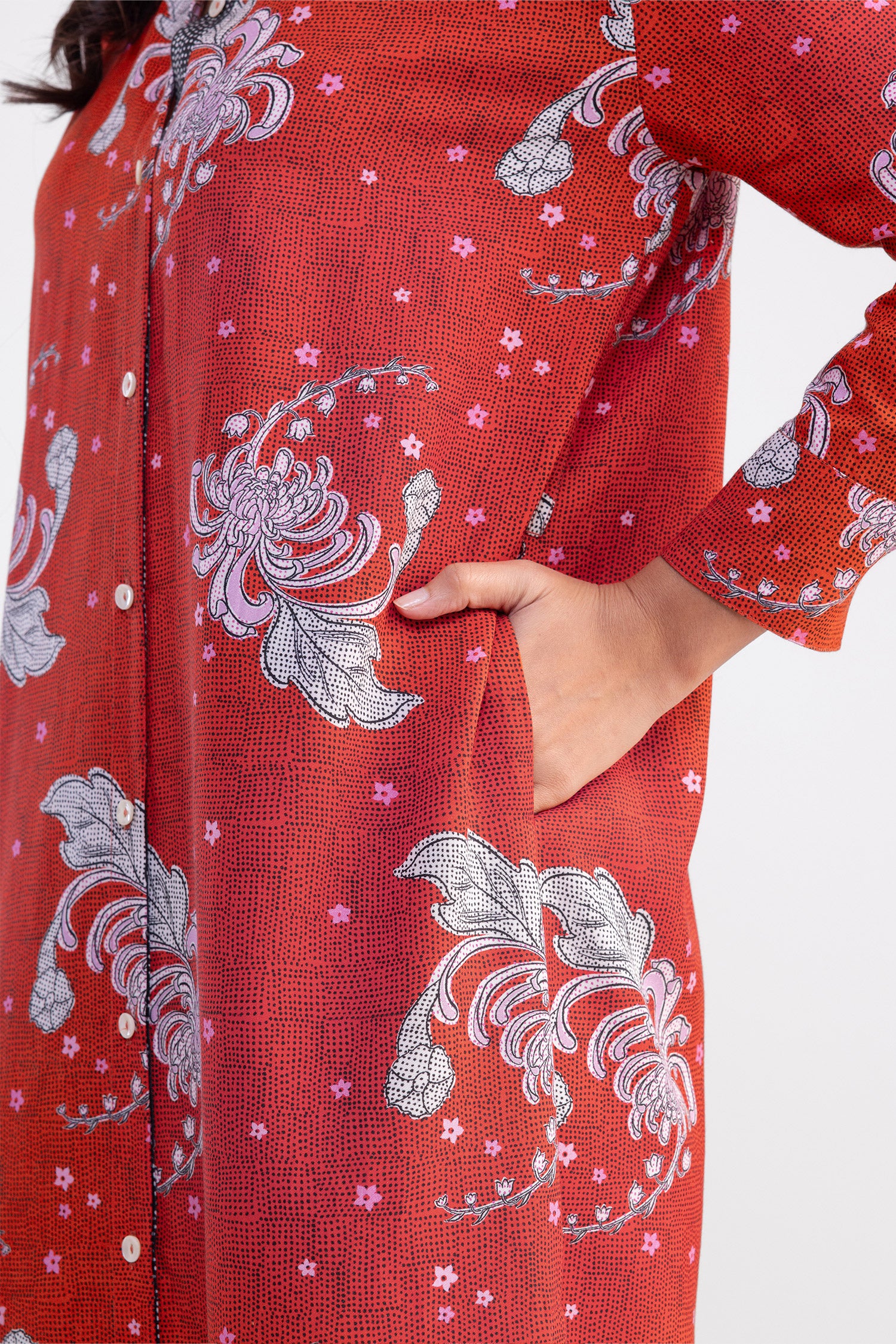 Crysanthmum Joy Shirt Dress