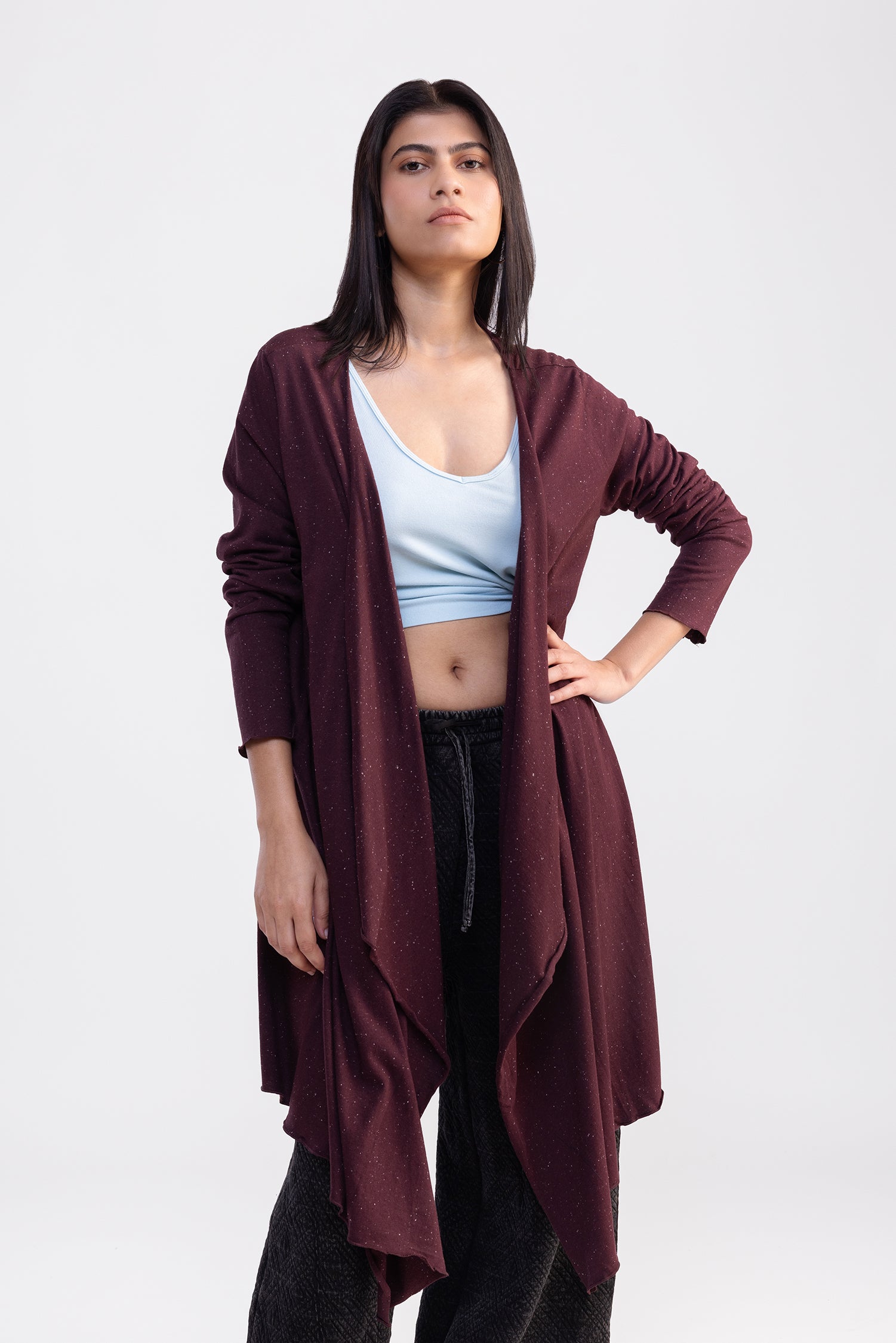 City Wrap Shrug Maroon Long
