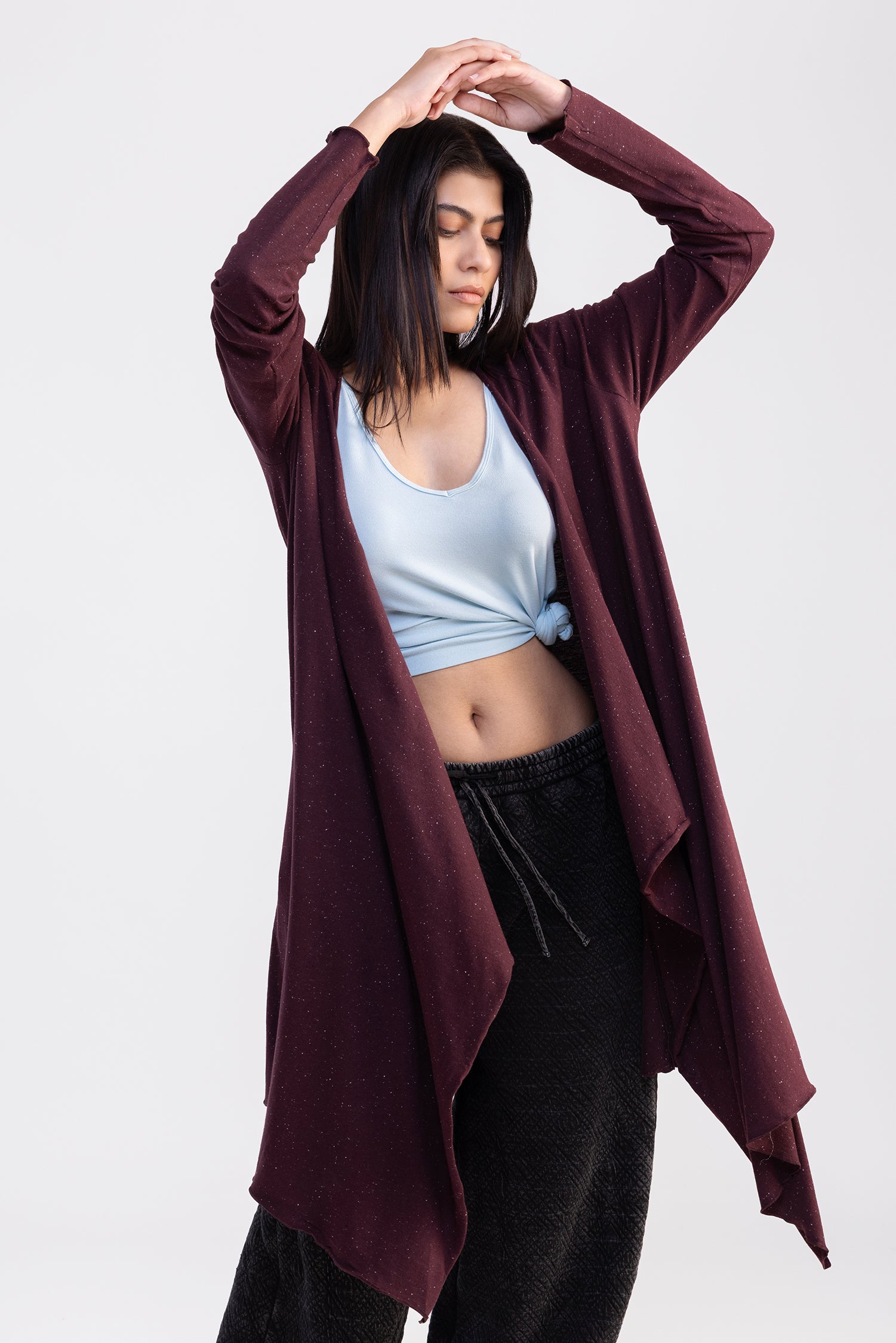 City Wrap Shrug Maroon Long