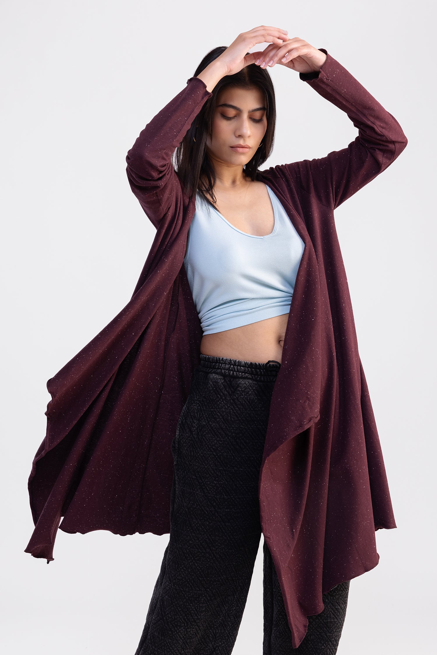 City Wrap Shrug Maroon Long