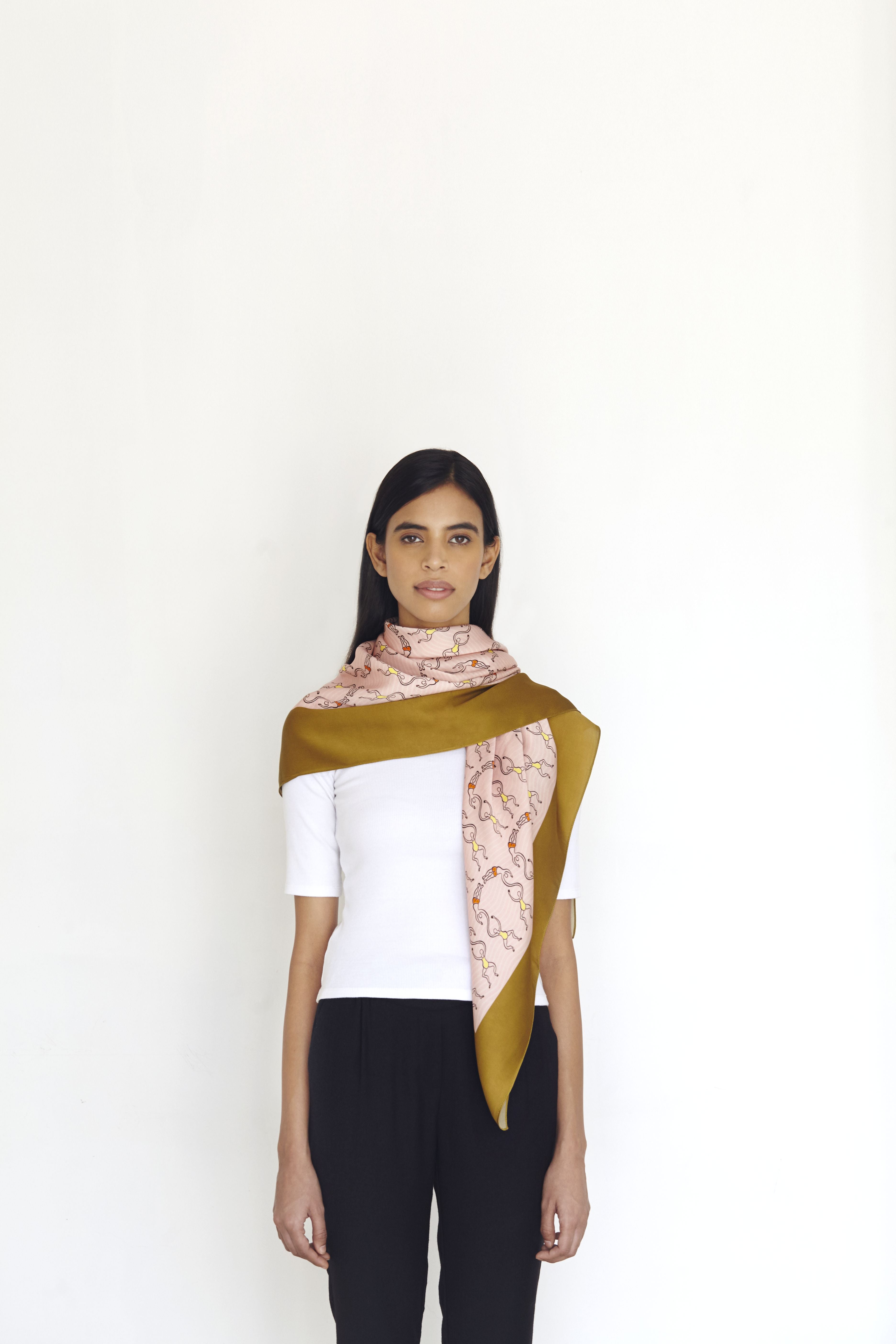 Pink Happy Silk Scarf