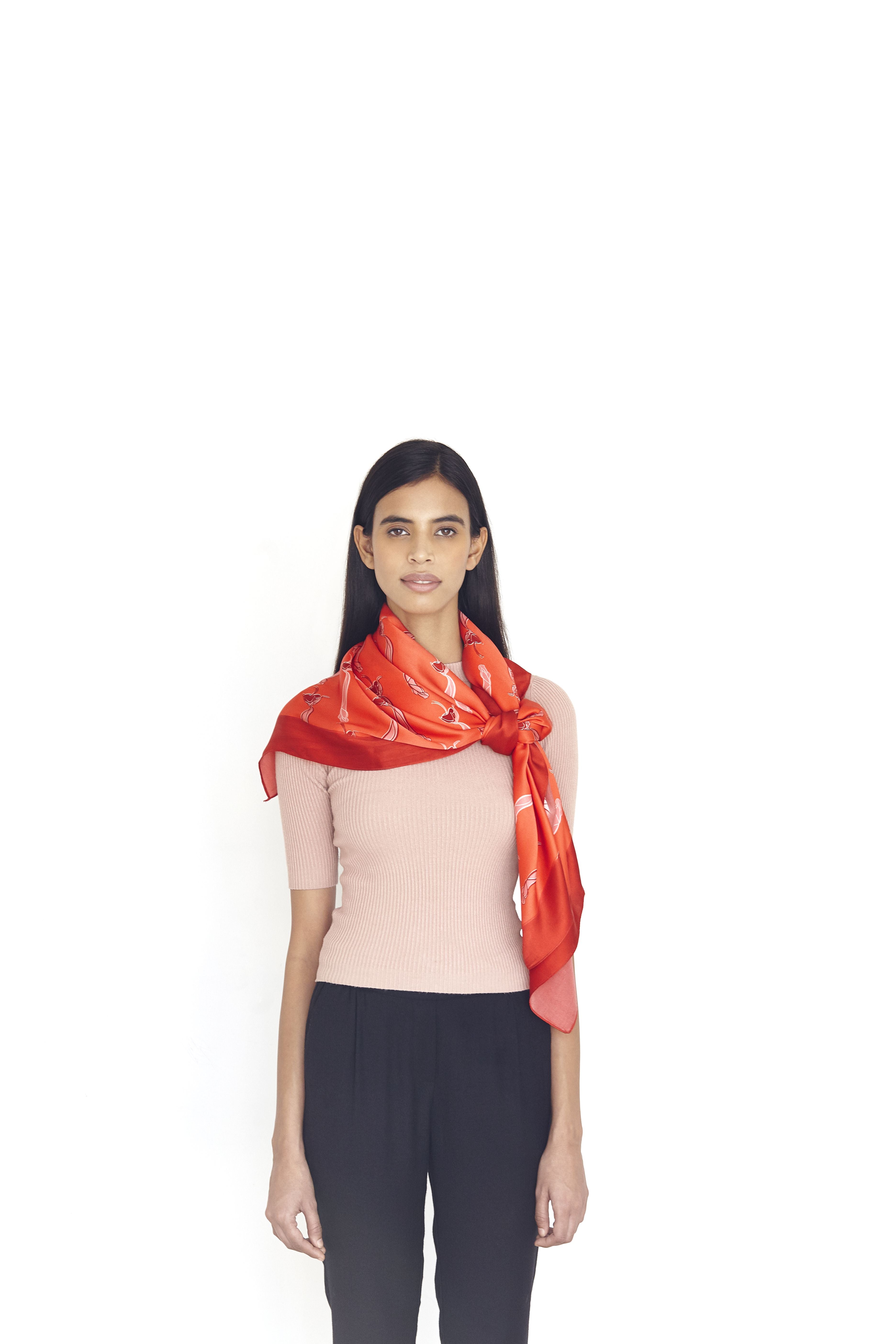 Red Fuschia Silk Scarf