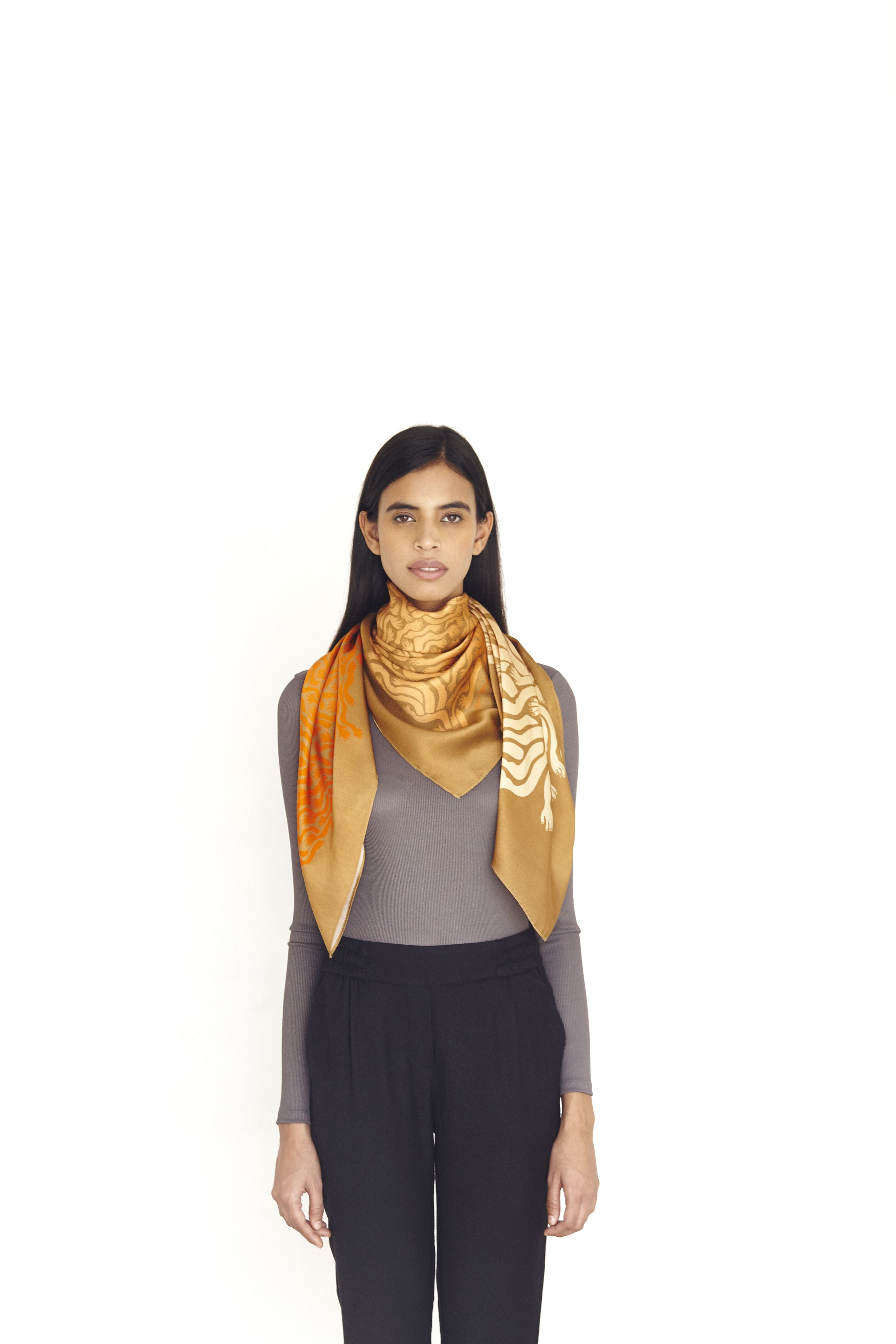 Gold Act Silk Scarf