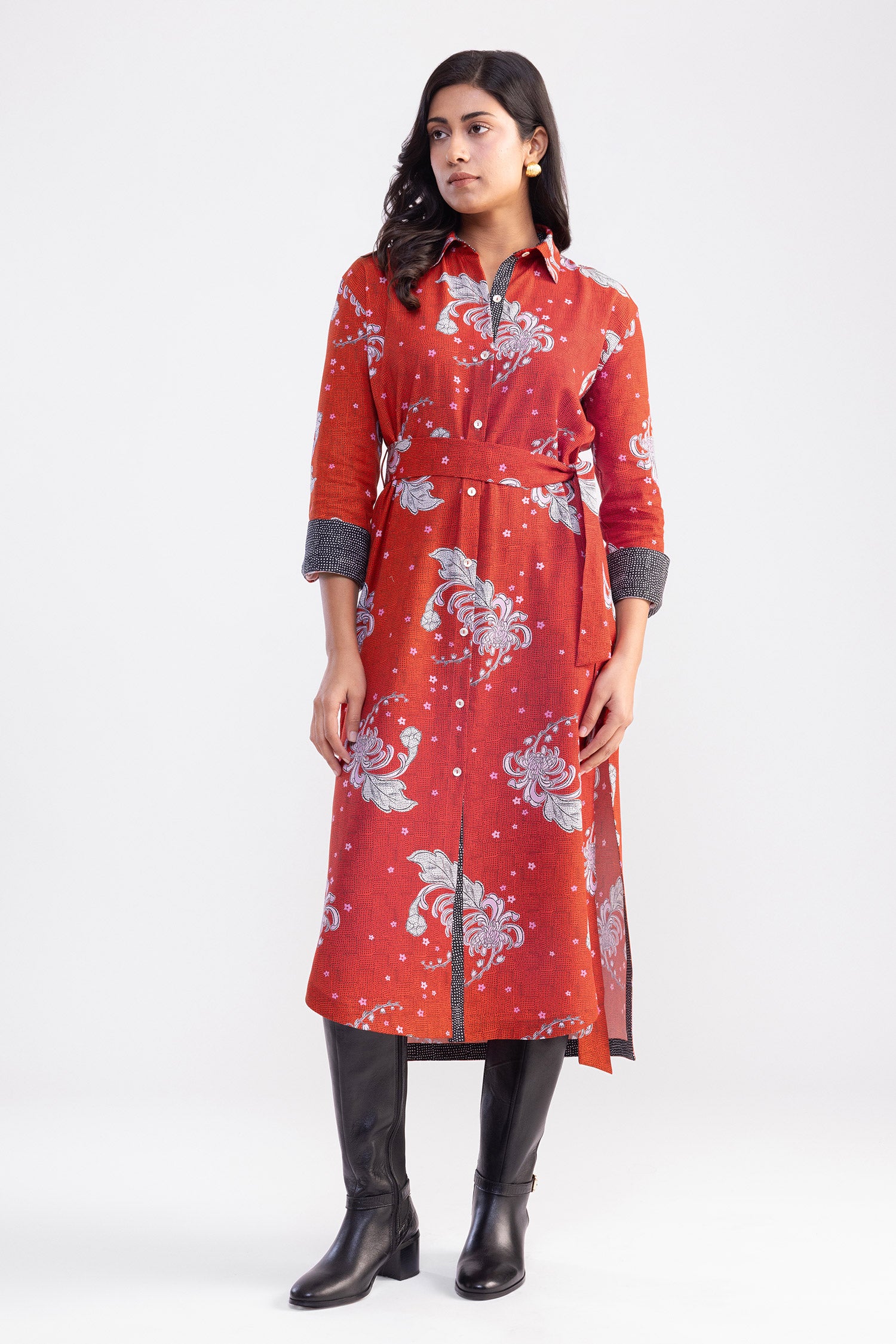 Crysanthmum Joy Shirt Dress