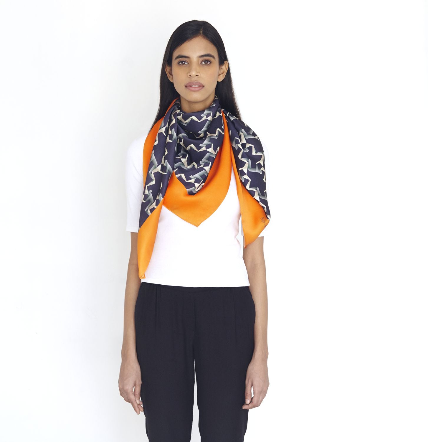 Blue Robotic Love Silk Scarf