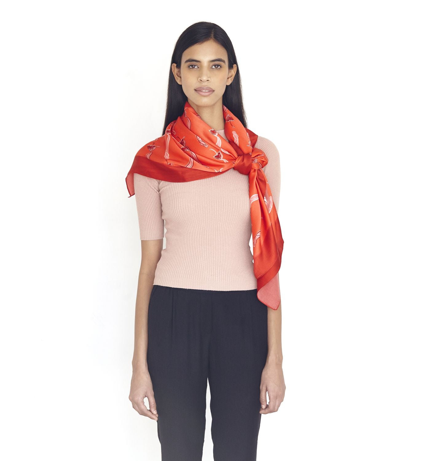Red Fuschia Silk Scarf