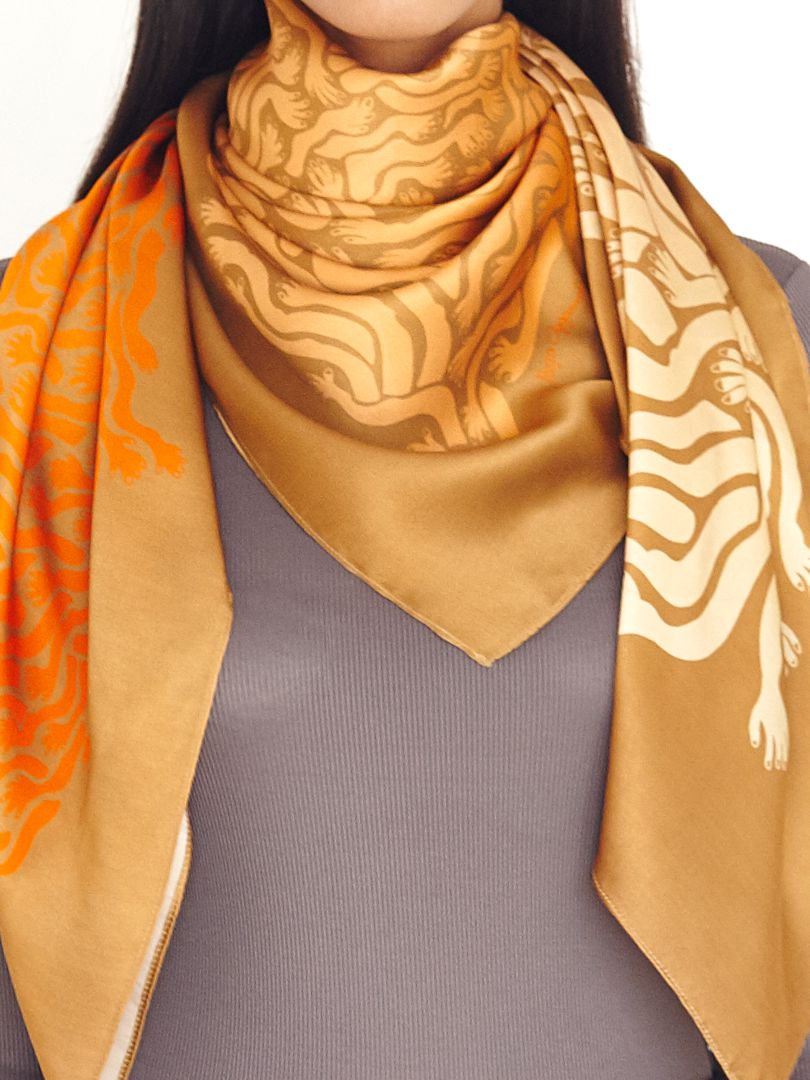 Gold Act Silk Scarf