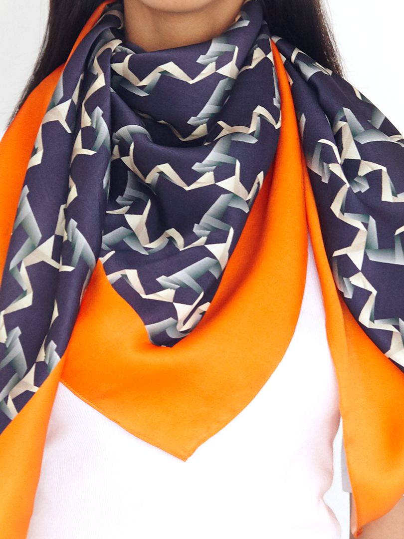 Blue Robotic Love Silk Scarf