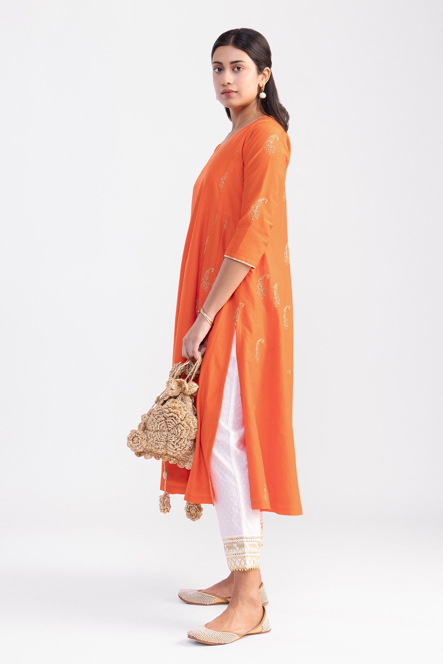 Elegance Orange Paisley Kurta
