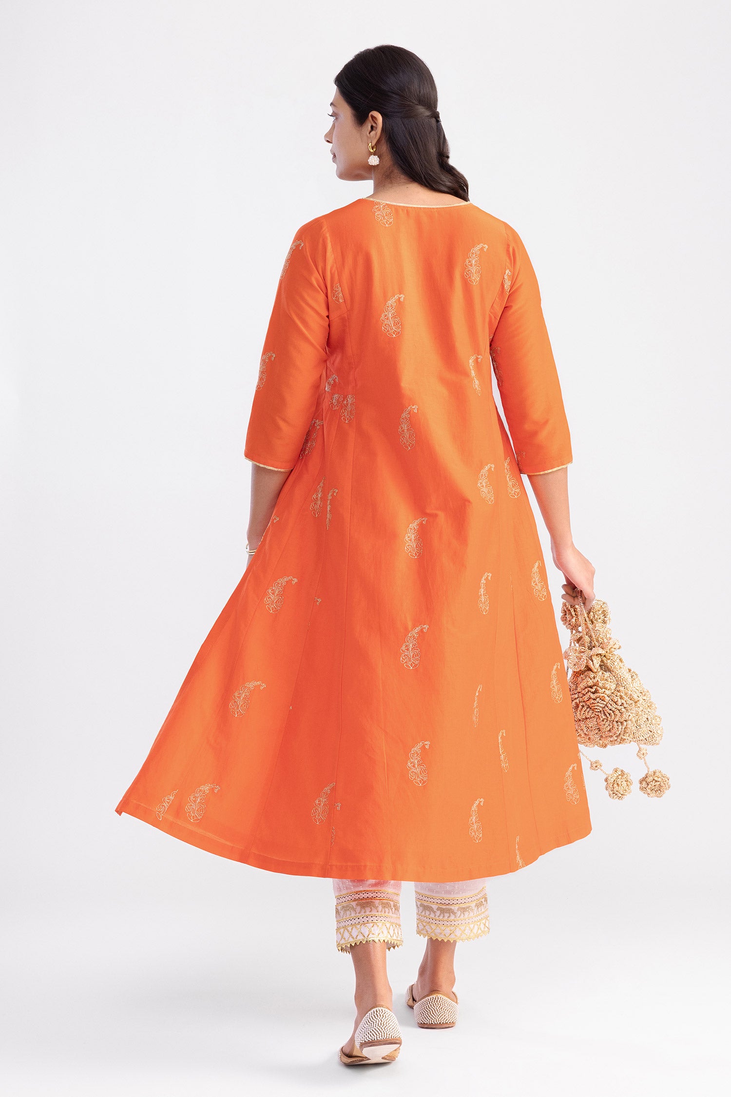 Elegance Orange Paisley Kurta