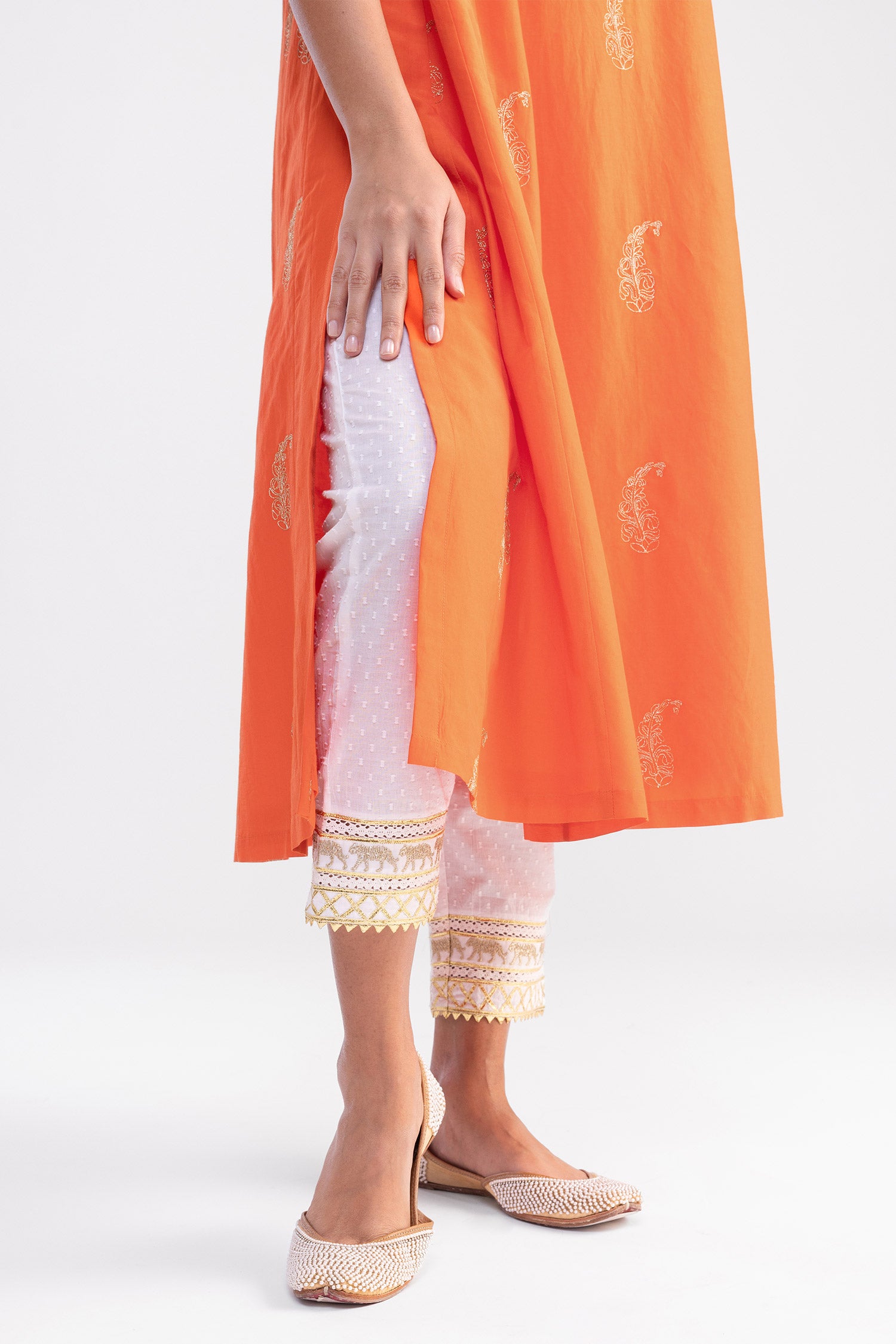Elegance Orange Paisley Kurta