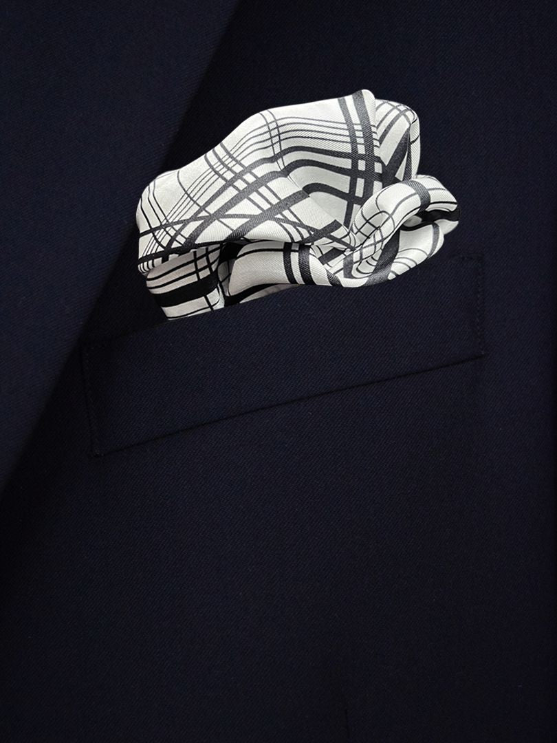 Grid B&W Pocket Square