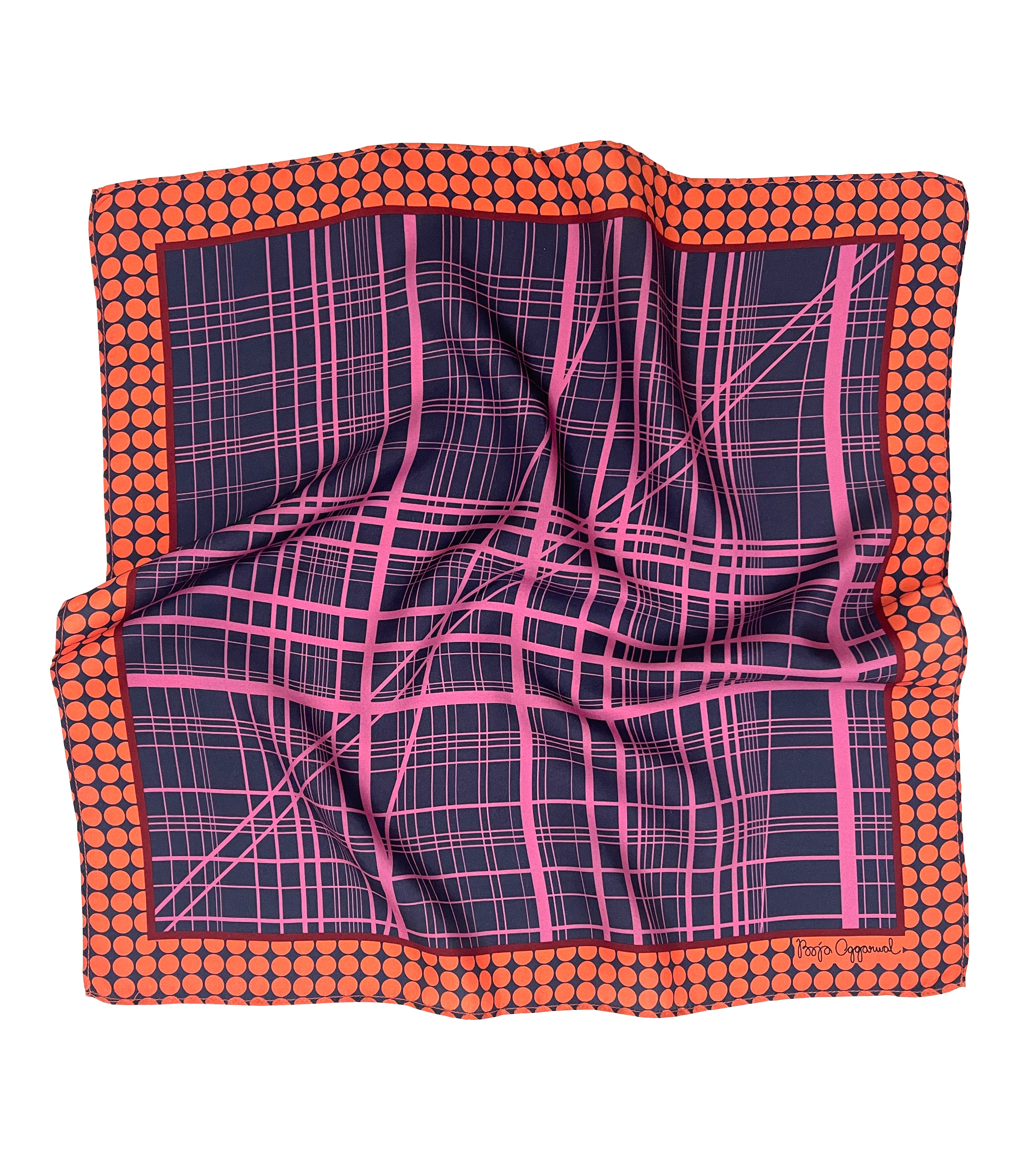 Grid Fuchsia Pocket Square