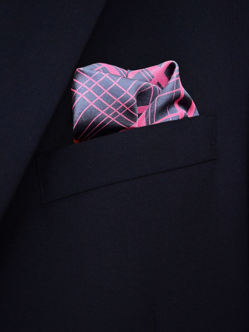 Grid Fuchsia Pocket Square