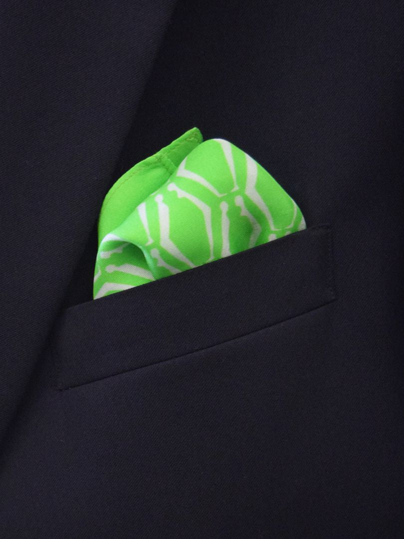Green and Grey Diamond Pocket Square
